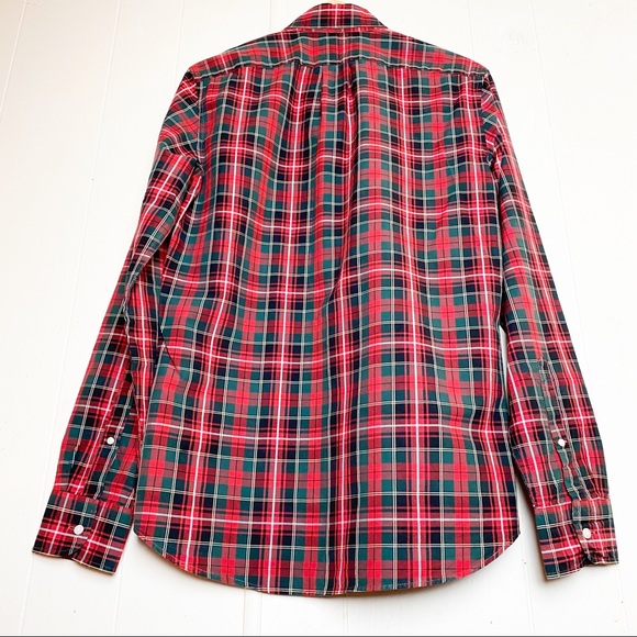 J Crew Red Holiday Plaid Cotton Button Up Shirt Men’s Size Small - Picture 4 of 8